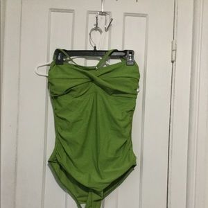 Green one piece with detachable strap.